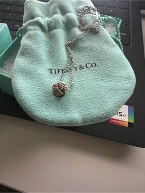 Tiffany & Co. Silver Rope Knot Necklace with Signature Blue Pouch